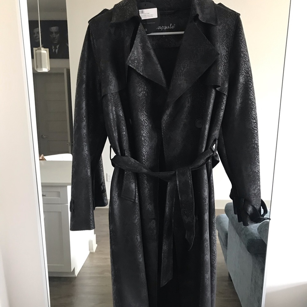 Black Faux Snake Skin Trench Women’s Size 8